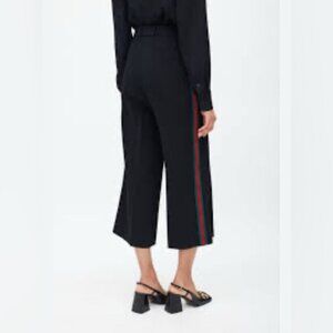 Authentic Gucci Culotte green red stripe wide leg trend flared crop black pant S